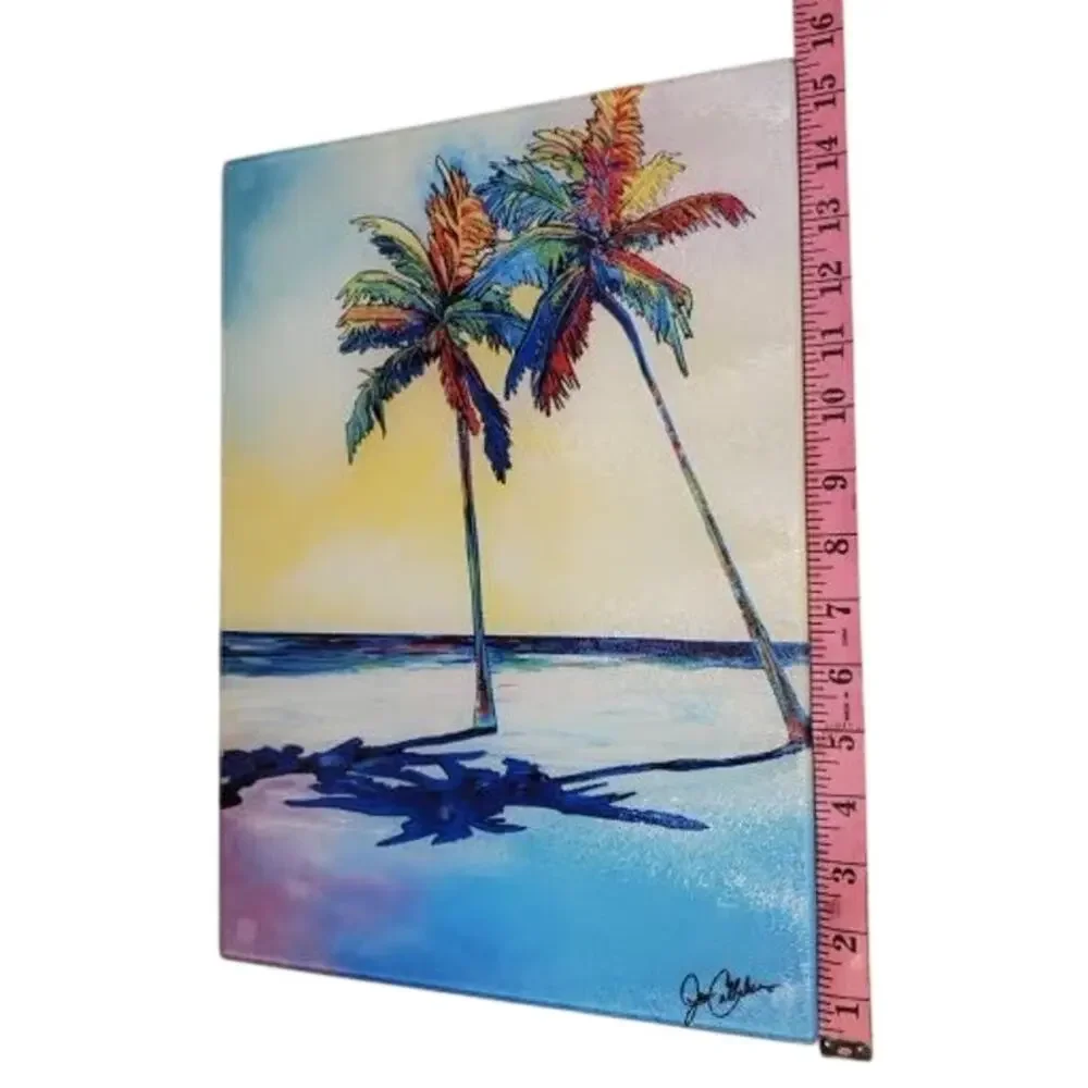Paradise Palm Signed Glass Cutting Board by Jen Callahan 16